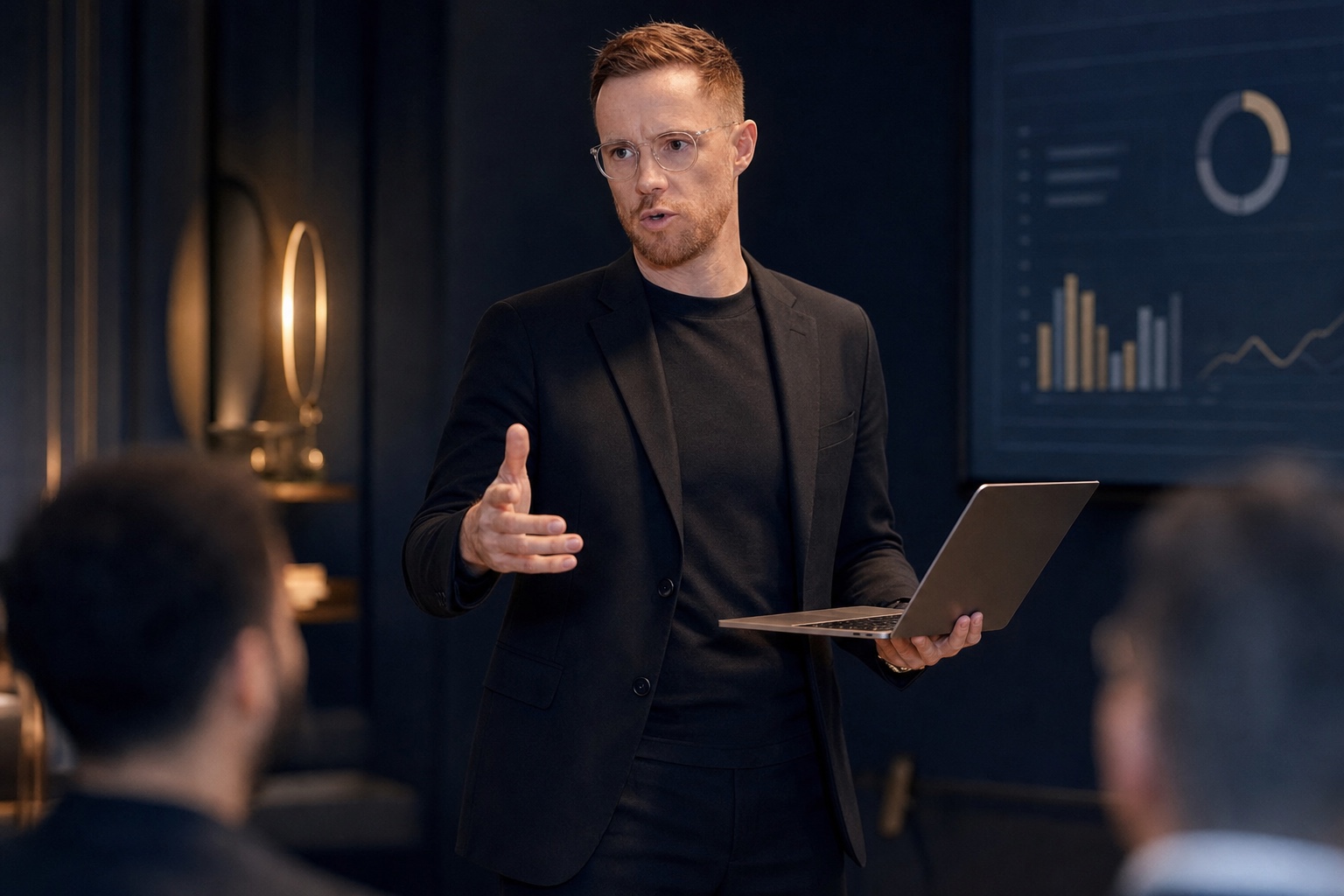 Ant Milner presenting product strategy to a leadership team